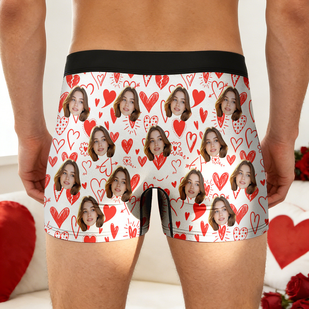 Boxer Personnalisé Pour La Saint-valentin, Sous-vêtements Homme Personnalisés, Cadeau De Couple Personnalisé, Boxer Mari Personnalisé Avec Visage - MademineFR