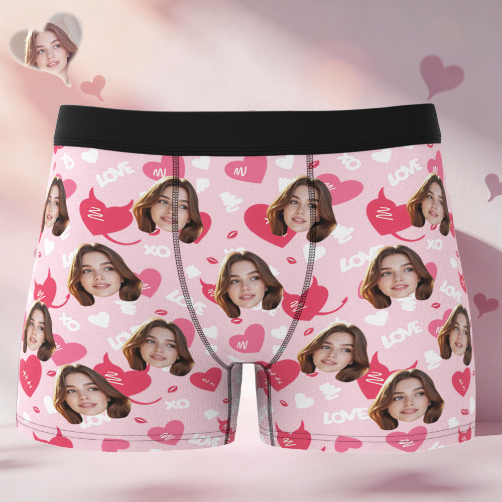 Boxer Personnalisé Pour La Saint-valentin, Sous-vêtements Homme Personnalisés, Cadeau De Couple Personnalisé, Boxer Mari Personnalisé Avec Visage - MademineFR