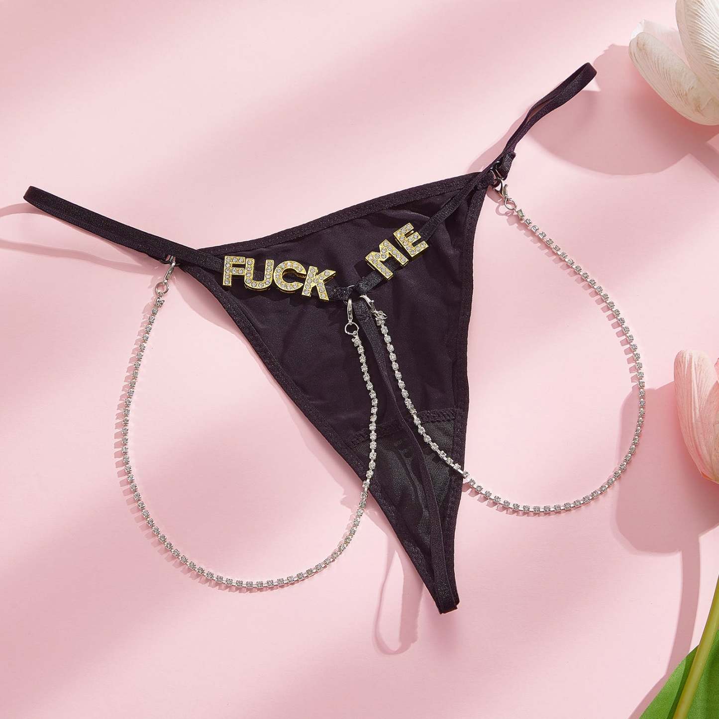 Chaînes Métalliques Avec Lettres En Strass Personnalisées, String Sexy Sans Couture - mademinefr