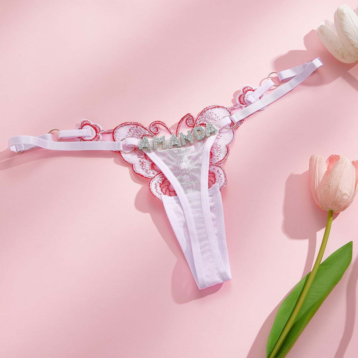 Culotte Alphabet Strass String Sensuel Personnalisé Sur Le Thème Des Papillons - mademinefr