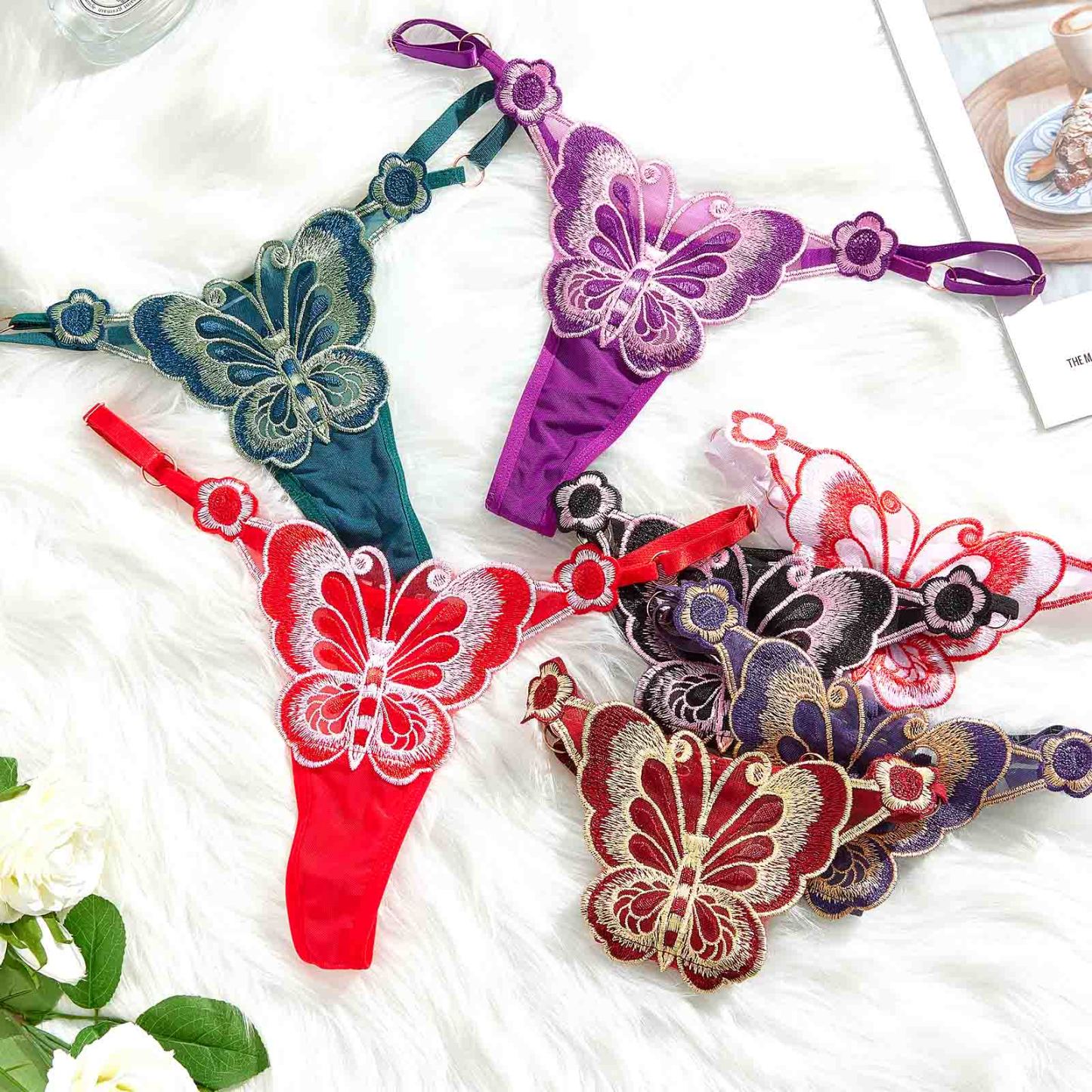 Culotte Alphabet Strass String Sensuel Personnalisé Sur Le Thème Des Papillons - mademinefr