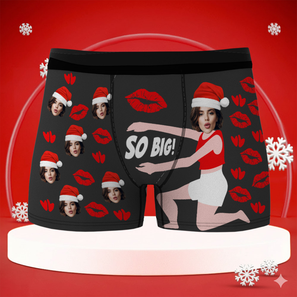 Boxers De Noël Personnalisés Pour Hommes, Très Grands, Avec Visage, Sous-vêtements Personnalisés Et Amusants À Offrir À Son Petit Ami, Son Mari Ou Aux Couples. - MademineFR