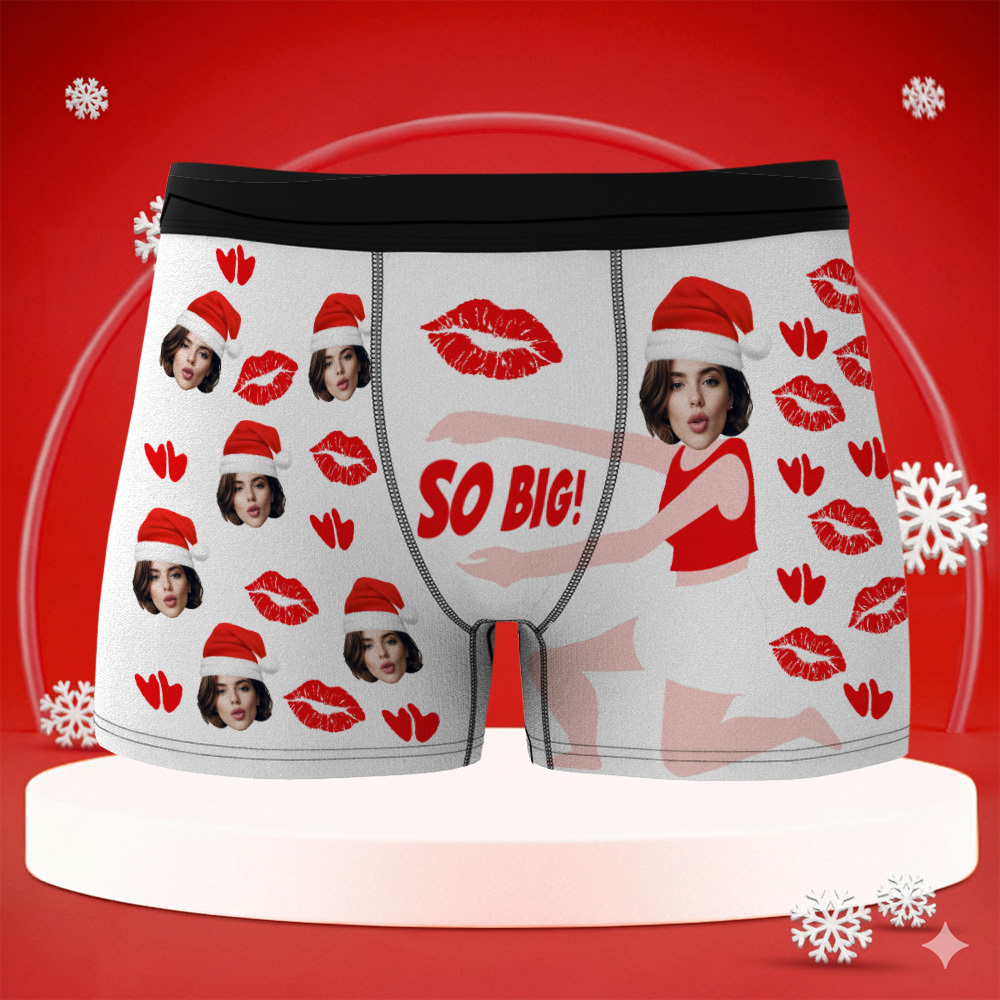 Boxers De Noël Personnalisés Pour Hommes, Très Grands, Avec Visage, Sous-vêtements Personnalisés Et Amusants À Offrir À Son Petit Ami, Son Mari Ou Aux Couples. - MademineFR