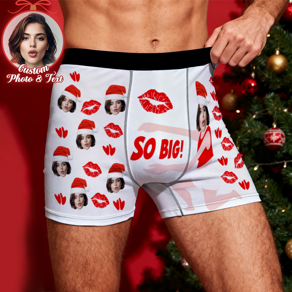 Boxers De Noël Personnalisés Pour Hommes, Très Grands, Avec Visage, Sous-vêtements Personnalisés Et Amusants À Offrir À Son Petit Ami, Son Mari Ou Aux Couples. - MademineFR