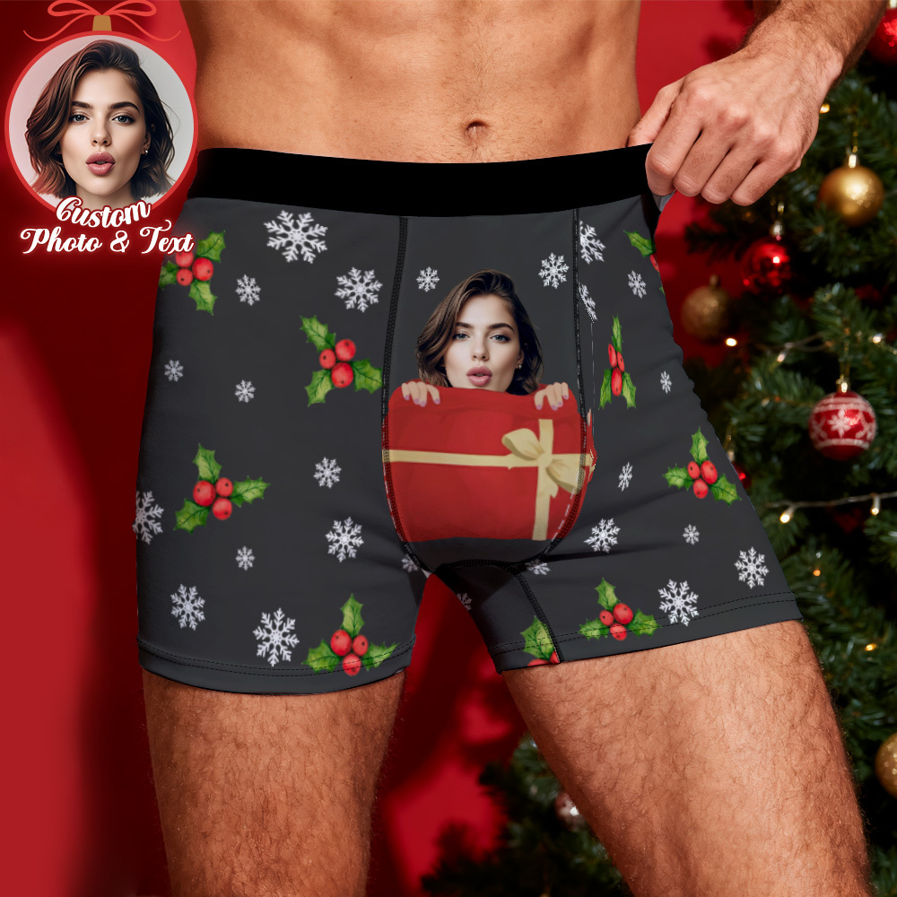 Boxers De Noël Personnalisés Pour Homme Avec Visage, Sous-vêtements Humoristiques À Offrir À Son Copain Ou Son Mari - MademineFR