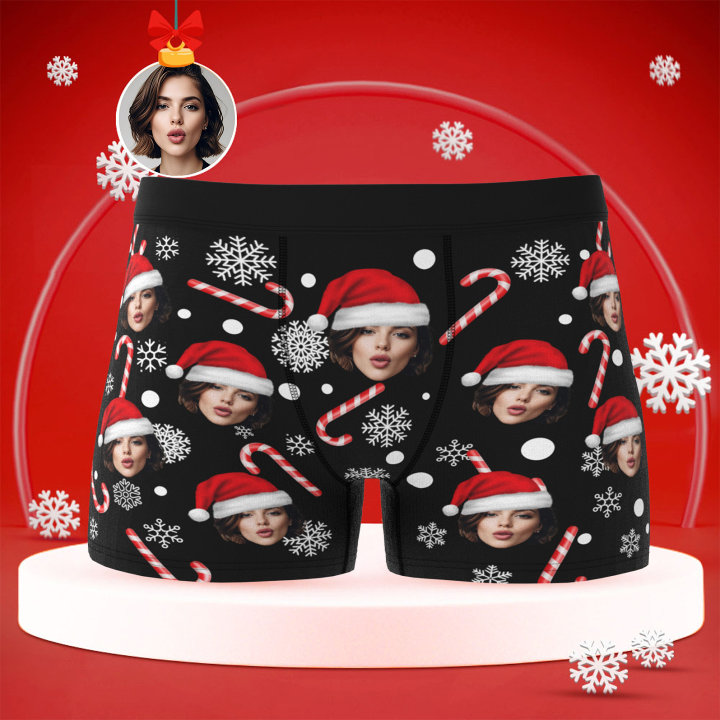 Boxers De Noël Personnalisés Pour Hommes Avec Visage, Sous-vêtements Personnalisés Et Humoristiques À Offrir À Votre Petit Ami, Mari Ou Couple. - MademineFR