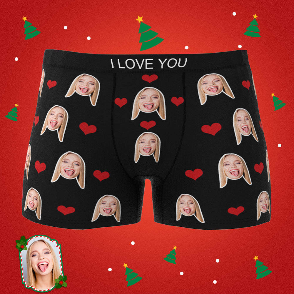 Caleçon Visage Personnalisé Sous-vêtements Coeur Photo Personnalisé Pour Homme - Cadeau De Noël - mademinefr