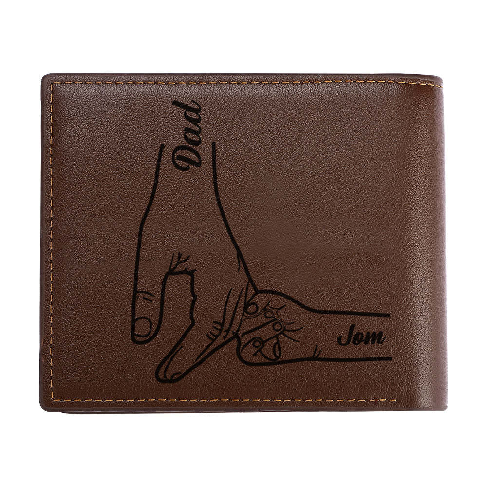 Cadeaux De Fête Des Pères Personnalisés 1-5 Enfants Noms Personnalisés Poings Portefeuille Portefeuille À Deux Volets Pour Hommes Pour Papa - mademinefr
