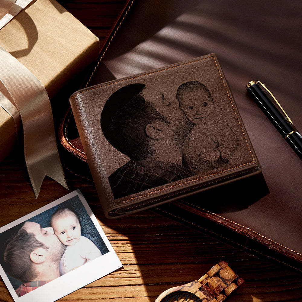 Cadeaux De Fête Des Pères Personnalisés 1-5 Enfants Noms Personnalisés Poings Portefeuille Portefeuille À Deux Volets Pour Hommes Pour Papa - mademinefr