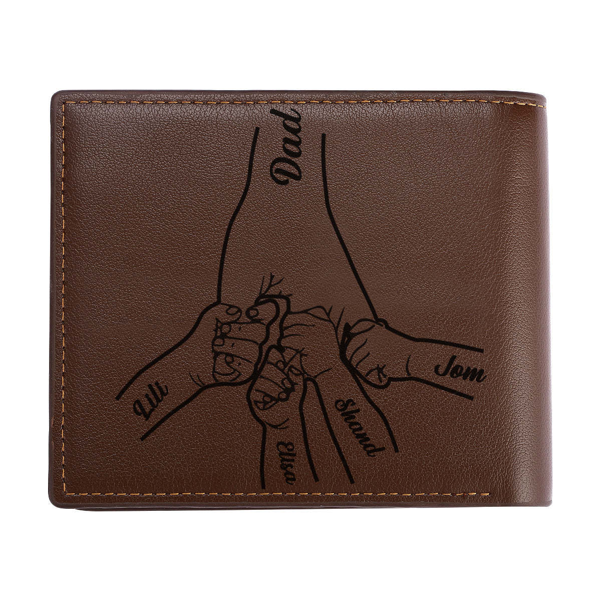 Cadeaux De Fête Des Pères Personnalisés 1-5 Enfants Noms Personnalisés Poings Portefeuille Portefeuille À Deux Volets Pour Hommes Pour Papa - mademinefr