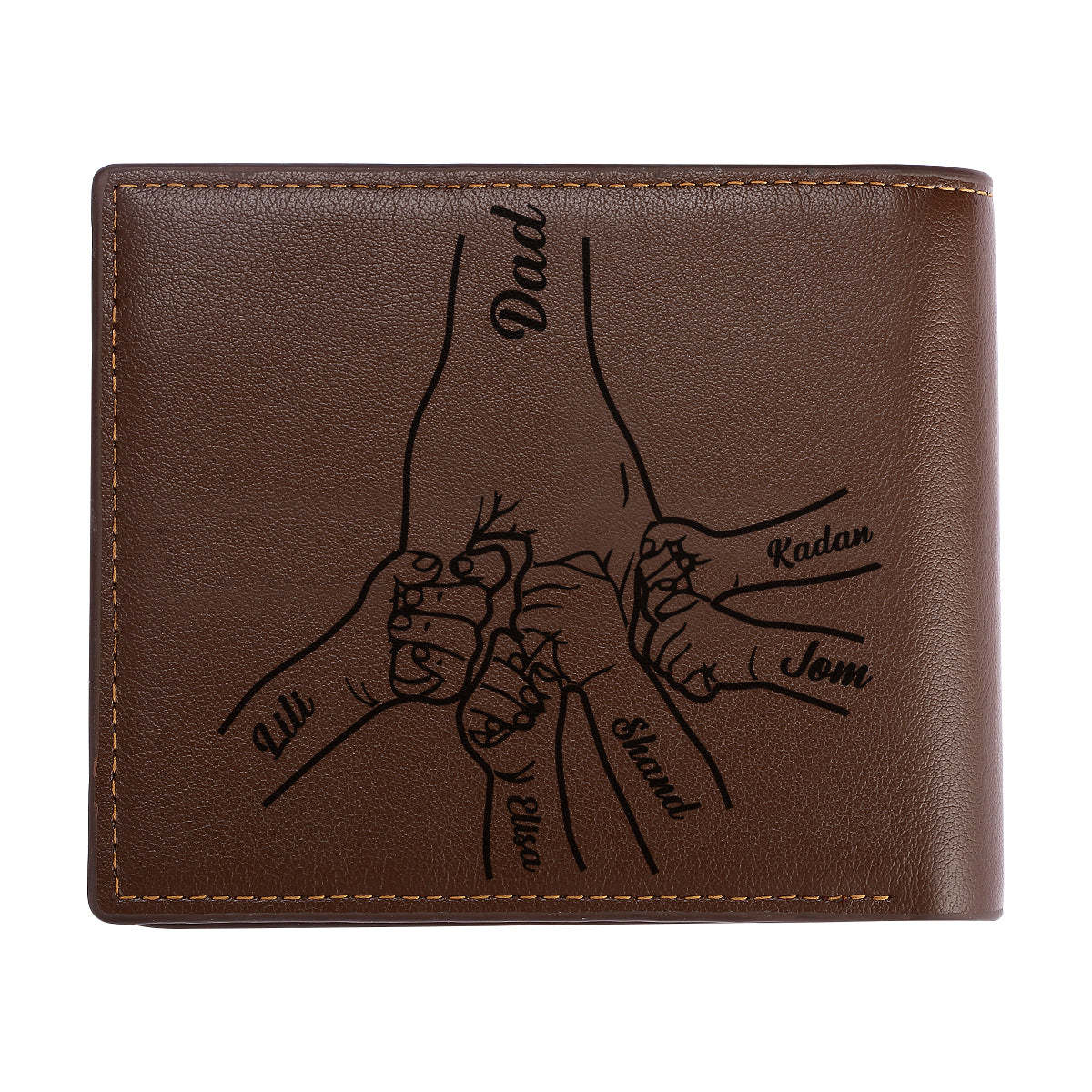 Cadeaux De Fête Des Pères Personnalisés 1-5 Enfants Noms Personnalisés Poings Portefeuille Portefeuille À Deux Volets Pour Hommes Pour Papa - mademinefr