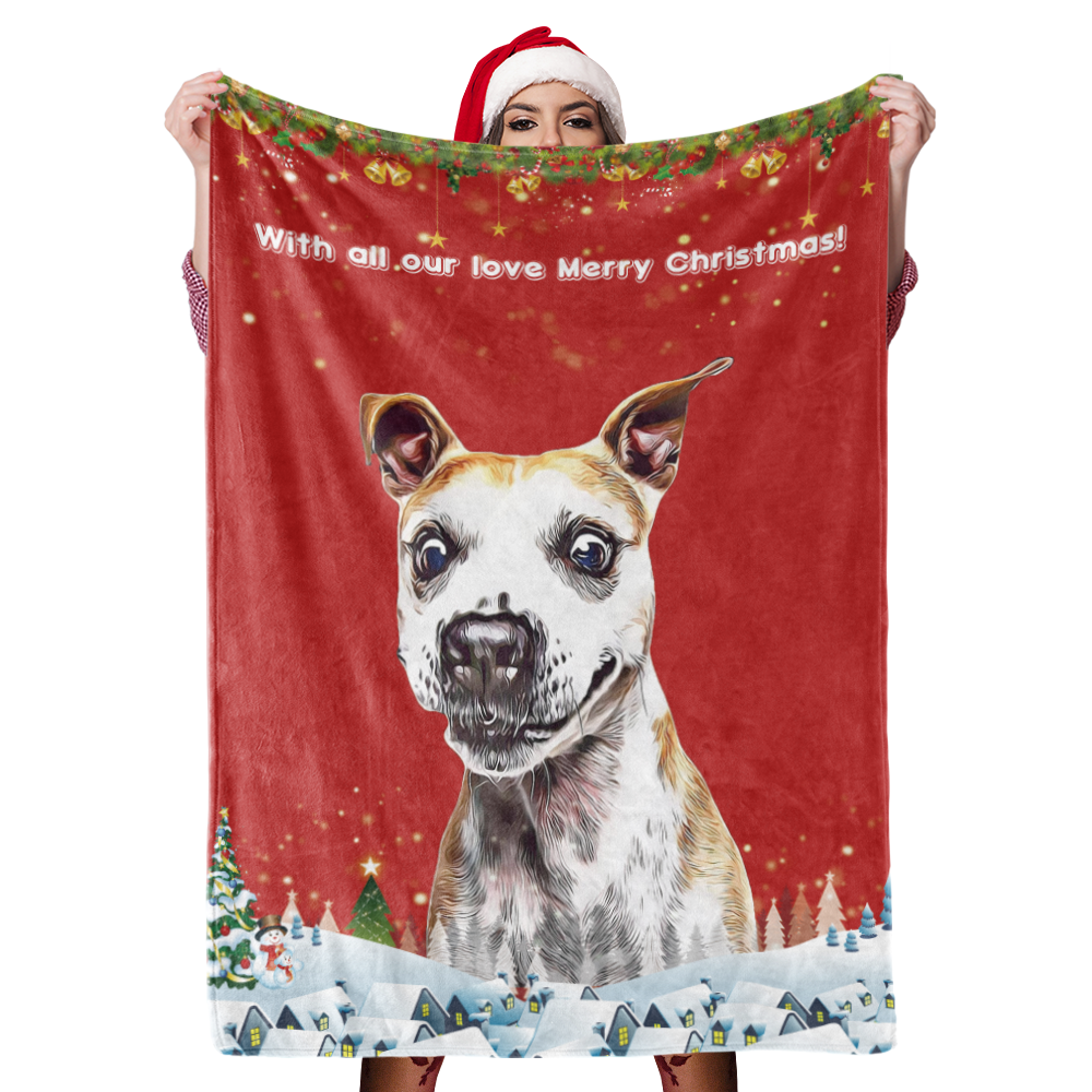 Cadeau de couverture de chien de Noël Couverture de chien personnalisé Couverture photo personnalisée pour animaux de compagnie