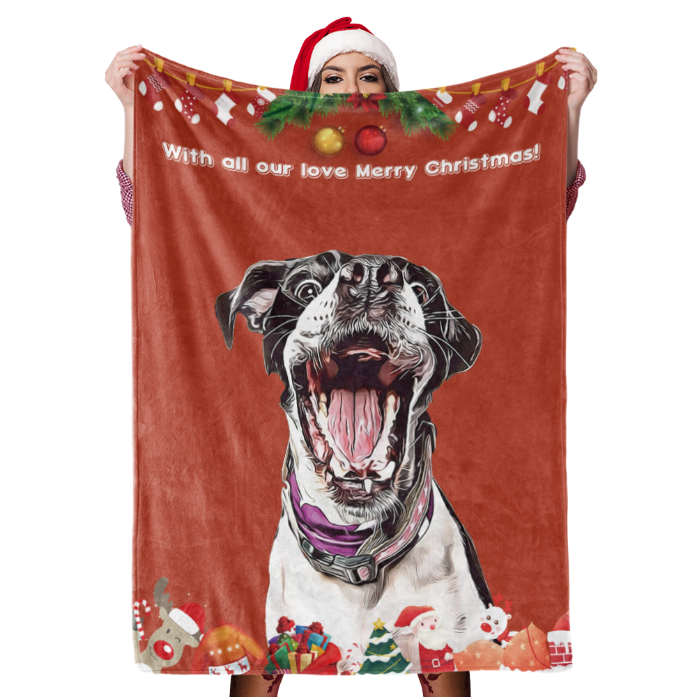 Cadeau de couverture de chien de Noël Couverture de chien personnalisé Couverture photo personnalisée pour animaux de compagnie