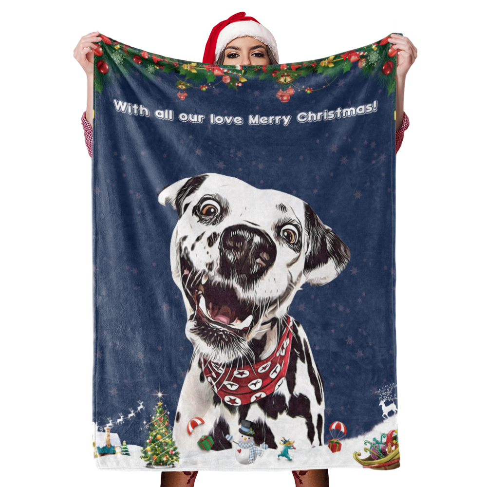 Cadeau de couverture de chien de Noël Couverture de chien personnalisé Couverture photo personnalisée pour animaux de compagnie