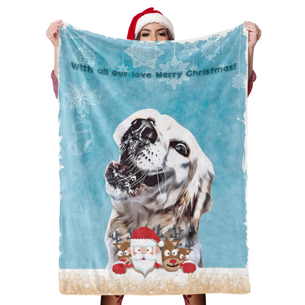 Cadeau de couverture de chien de Noël Couverture de chien personnalisé Couverture photo personnalisée pour animaux de compagnie