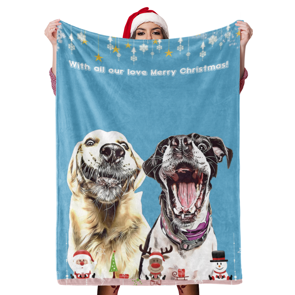 Cadeau de couverture de chien de Noël Couverture de chien personnalisé Couverture photo personnalisée pour animaux de compagnie