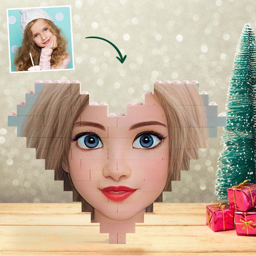 Cadeaux Personnalisés De Noël De Bloc D'avatar De Bande Dessinée De Coeur De Brique De Bâtiment Personnalisés - mademinefr