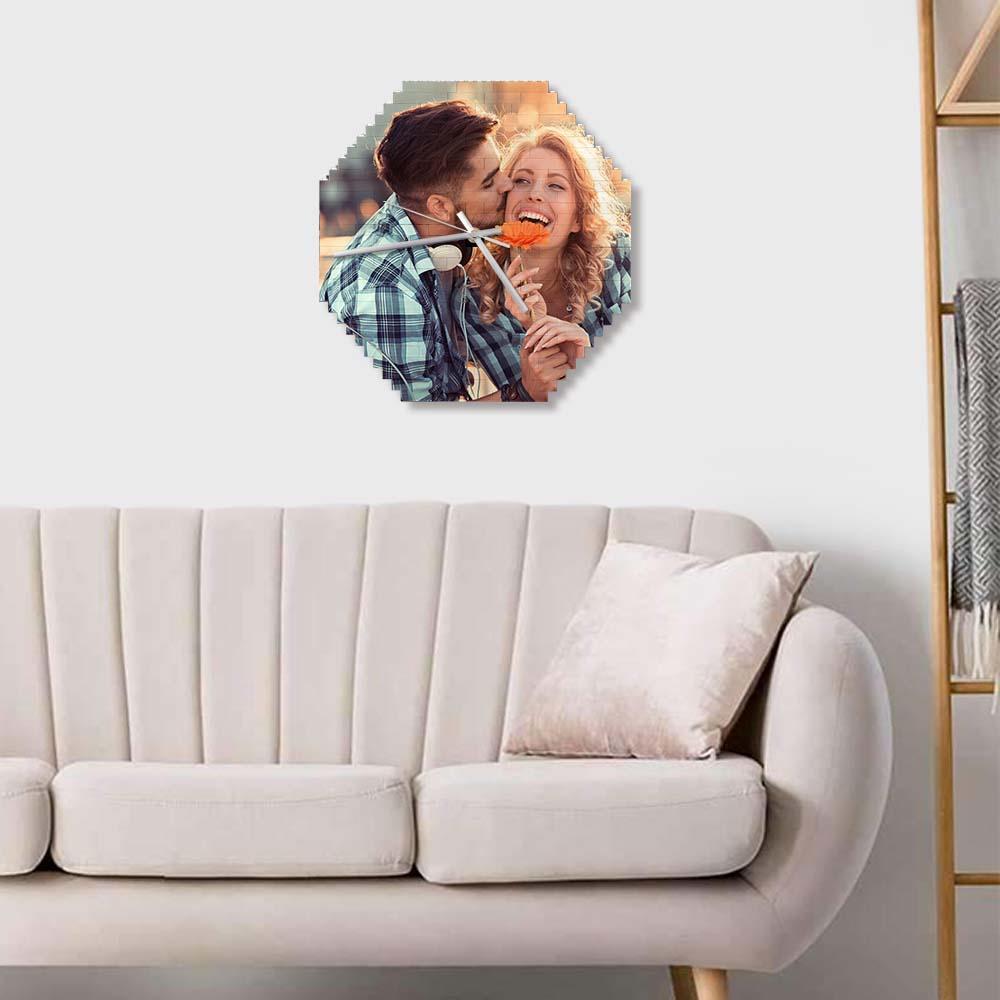 Blocs De Construction Personnalisés Horloge Murale Puzzle Personnalisé Photo Personnalisée Brique Horloge Couple Cadeau - mademinefr
