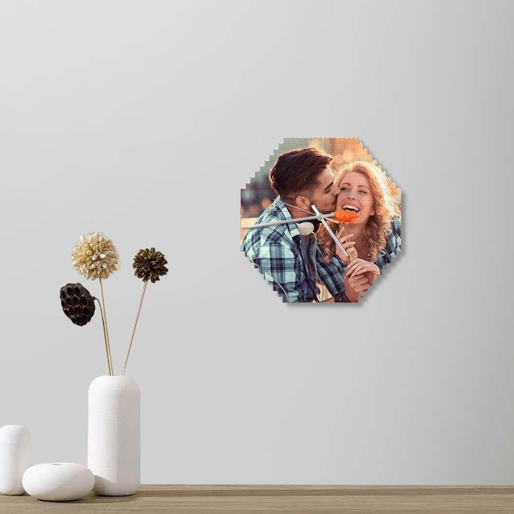 Blocs De Construction Personnalisés Horloge Murale Puzzle Personnalisé Photo Personnalisée Brique Horloge Couple Cadeau - mademinefr