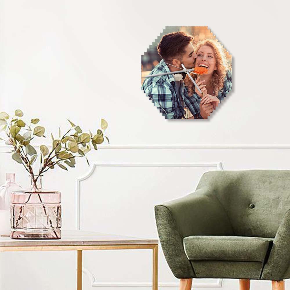 Blocs De Construction Personnalisés Horloge Murale Puzzle Personnalisé Photo Personnalisée Brique Horloge Couple Cadeau - mademinefr