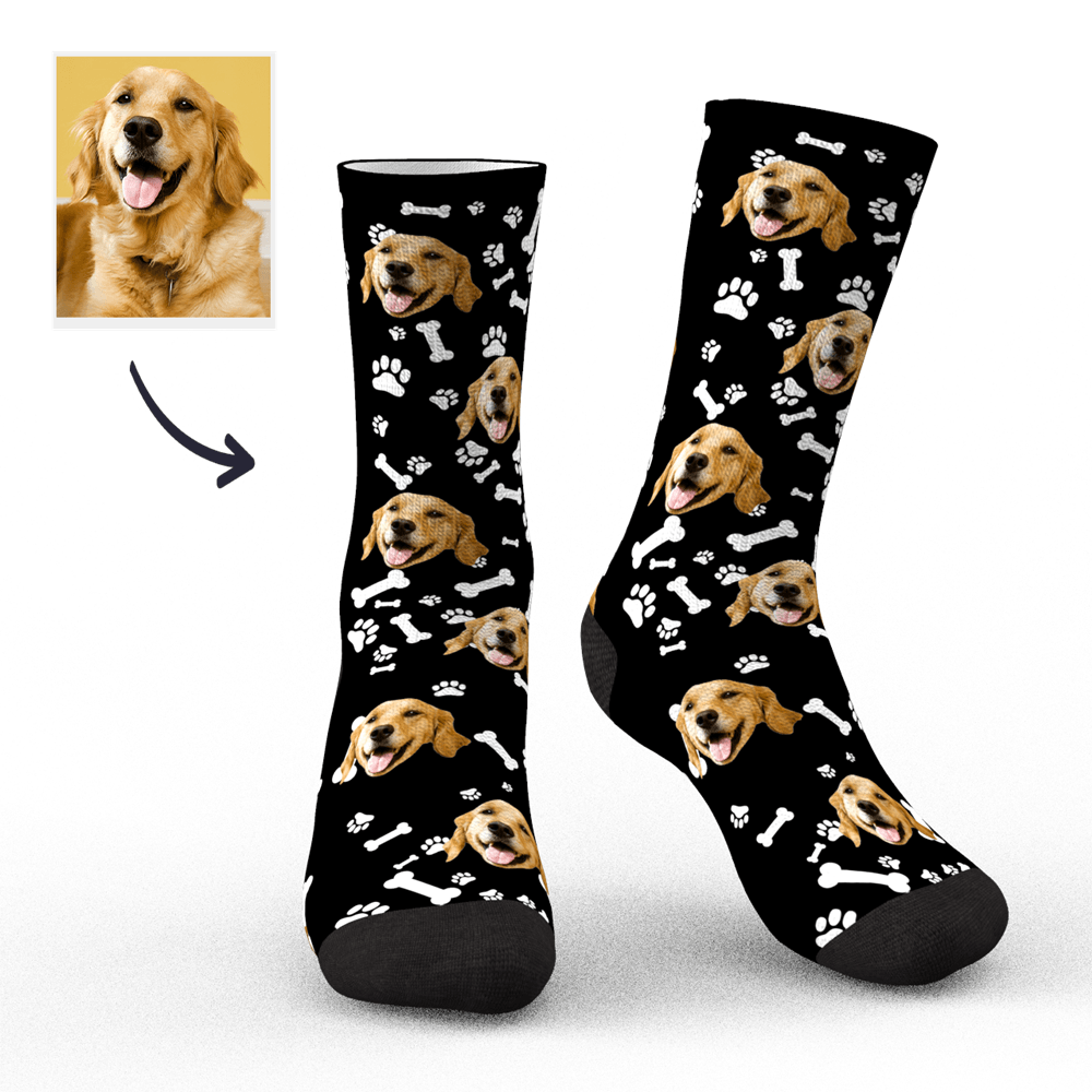 Chaussettes Photo Personnalisées Chaussettes Personnalisées Avec Visage De Chien Cadeau De Noël Pour Les Amoureux Des Chiens - mademinefr