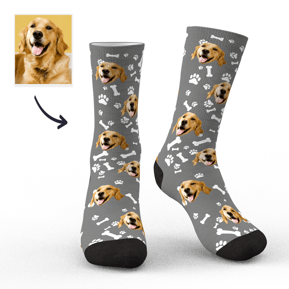 Chaussettes Photo Personnalisées Chaussettes Personnalisées Avec Visage De Chien Cadeau De Noël Pour Les Amoureux Des Chiens - mademinefr