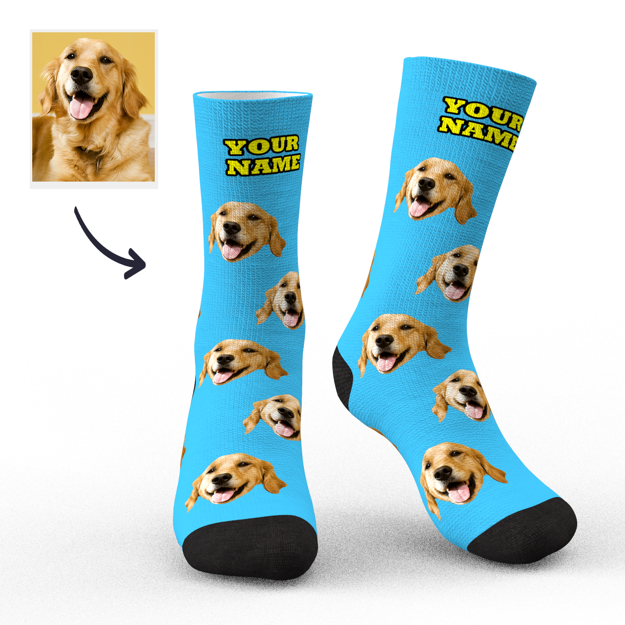 Chaussettes Personnalisées Pour Le Visage Chaussettes Pour Le Visage De Chien Aperçu 3d - mademinefr