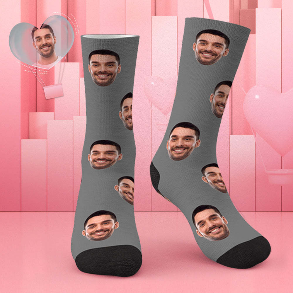 Chaussettes Photo Personnalisées Cwz001 - Gris - mademinefr