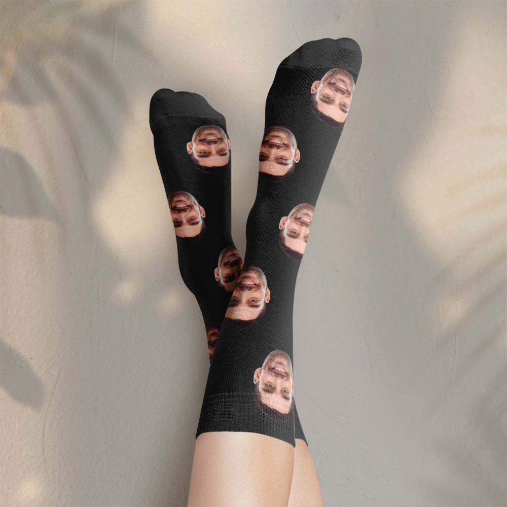 Chaussettes Photo Personnalisées Cwz001 - Gris - mademinefr