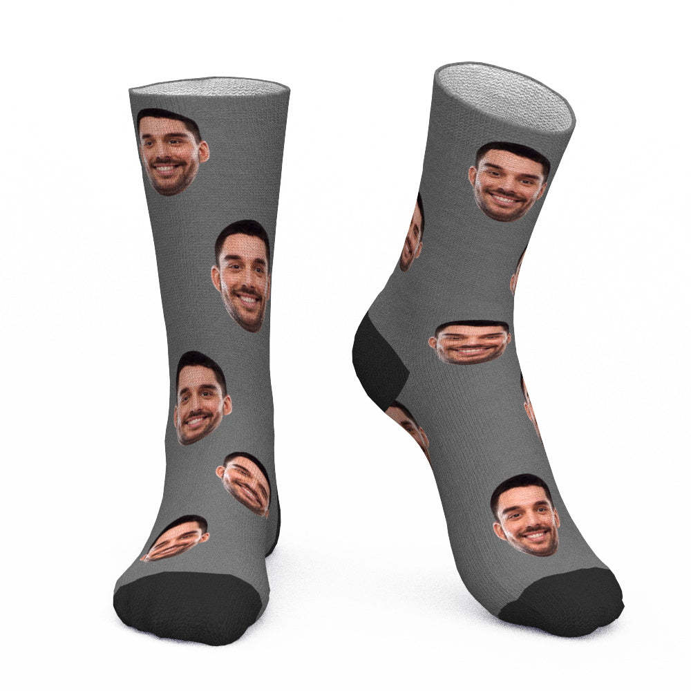 Chaussettes Photo Personnalisées Cwz001 - Gris - mademinefr