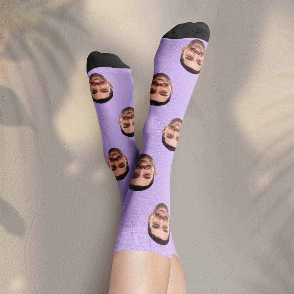 Chaussettes Photo Personnalisées Cwz001 - Gris - mademinefr