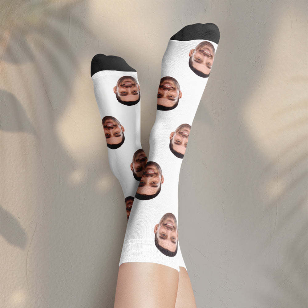 Chaussettes Photo Personnalisées Cwz001 - Gris - mademinefr