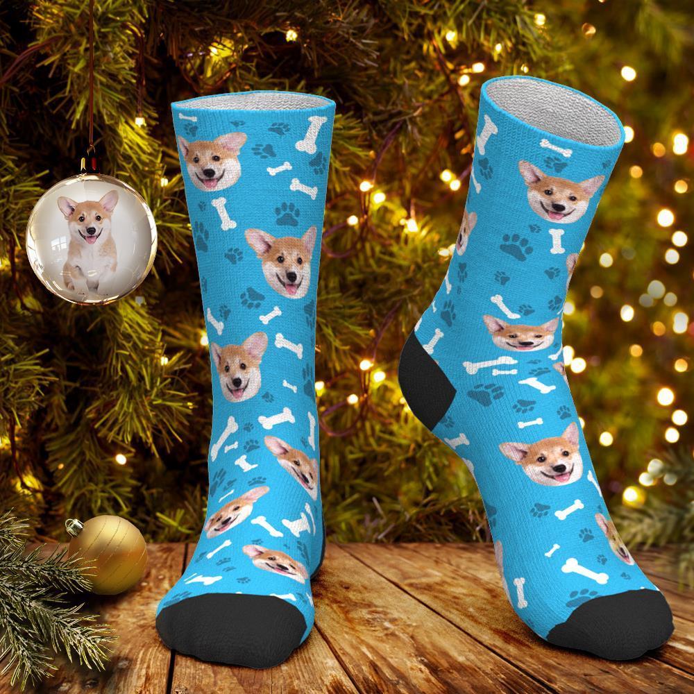 Chaussettes Photo Personnalisées Chaussettes Personnalisées Avec Visage De Chien Cadeau De Noël Pour Les Amoureux Des Chiens - mademinefr
