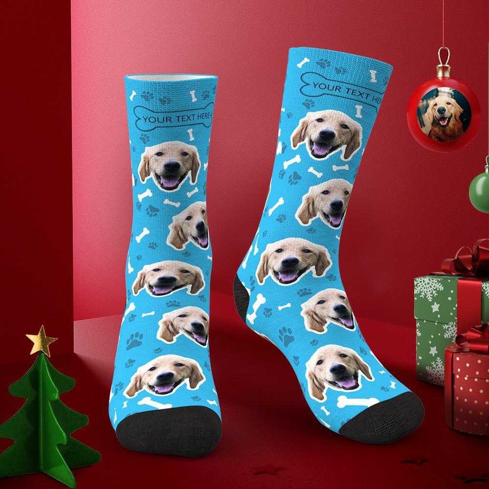 Chaussettes Photo Personnalisées Chaussettes Personnalisées Avec Visage De Chien Cadeau De Noël Pour Les Amoureux Des Chiens - mademinefr
