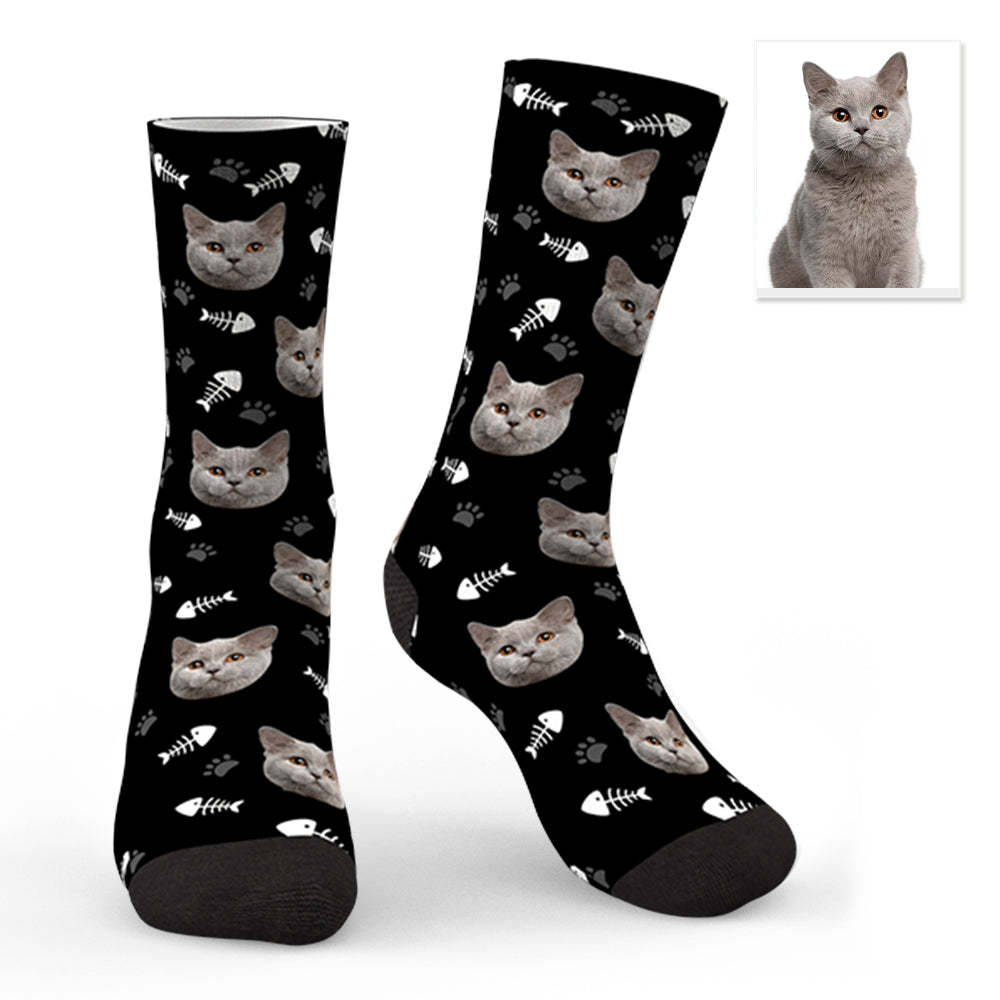 Chaussettes Photo Personnalisées Avec Joli Chat Cwz050 - Rose - mademinefr