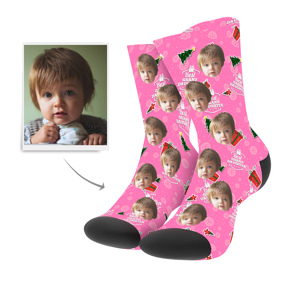 Noël Chaussettes Personnalisées en Photo pour Petite Fille - MadeMine