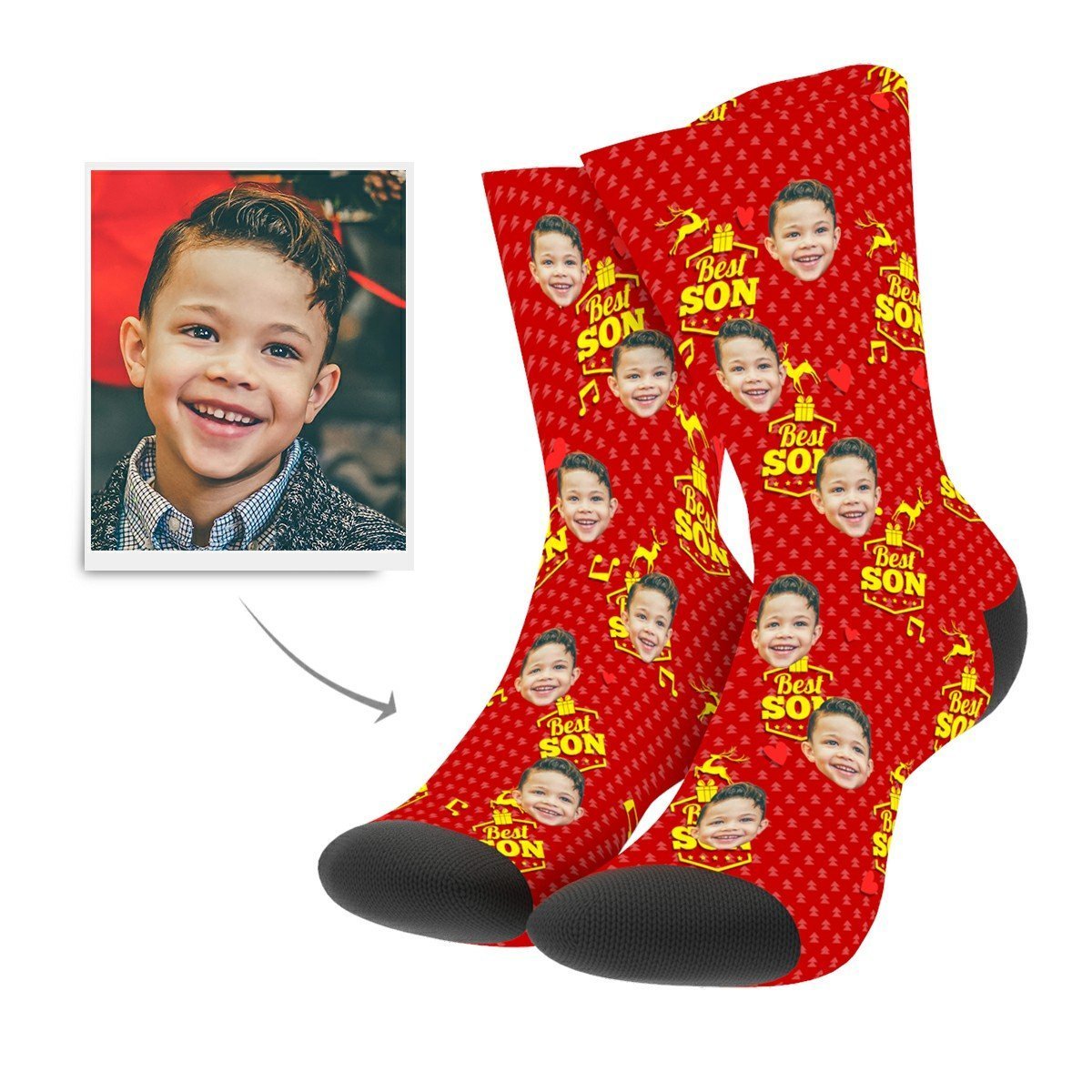 Noël Chaussettes Personnalisées en Photo pour Fils  - MadeMine