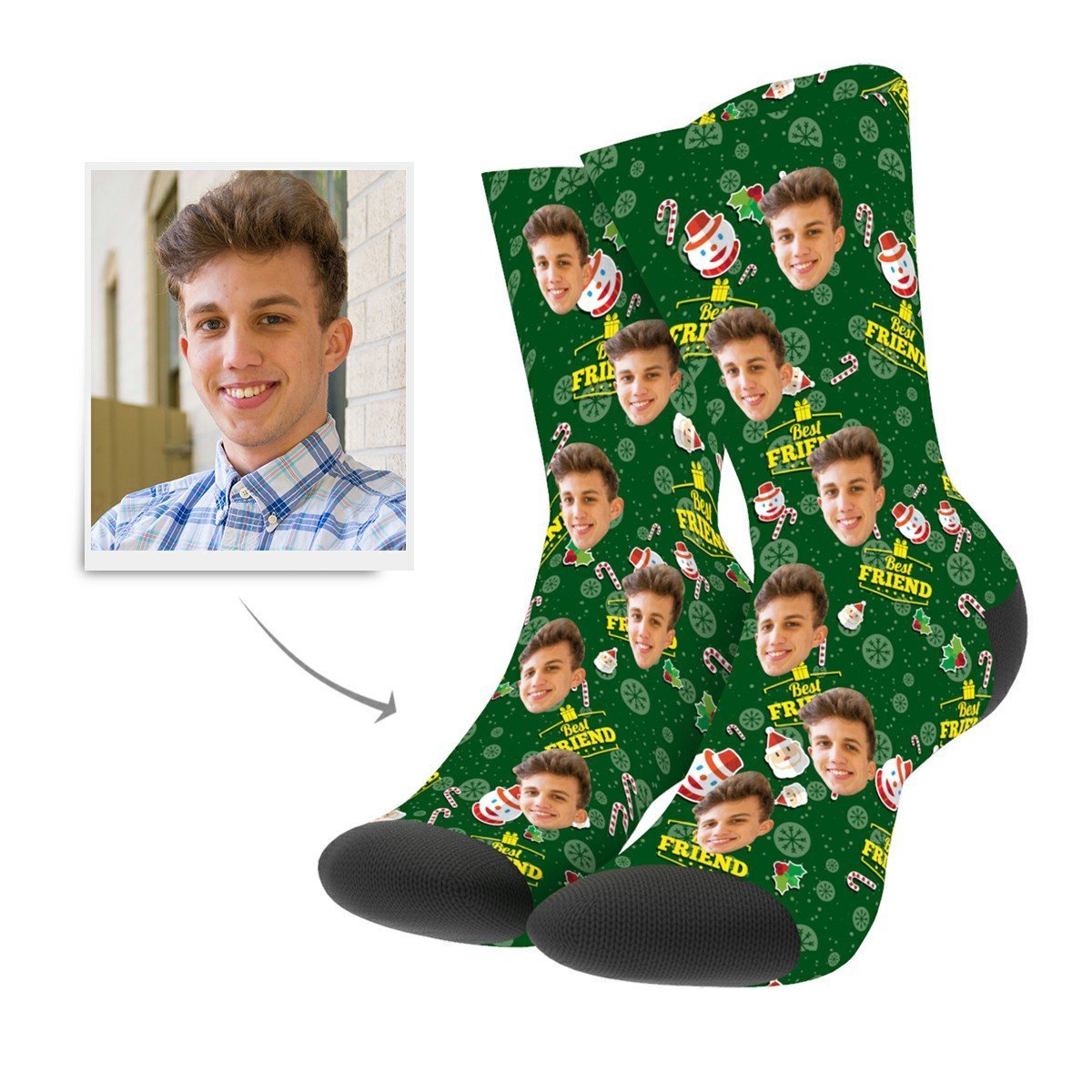 Noël Chaussettes Personnalisées en Photo Meilleurs Amis  - MadeMine