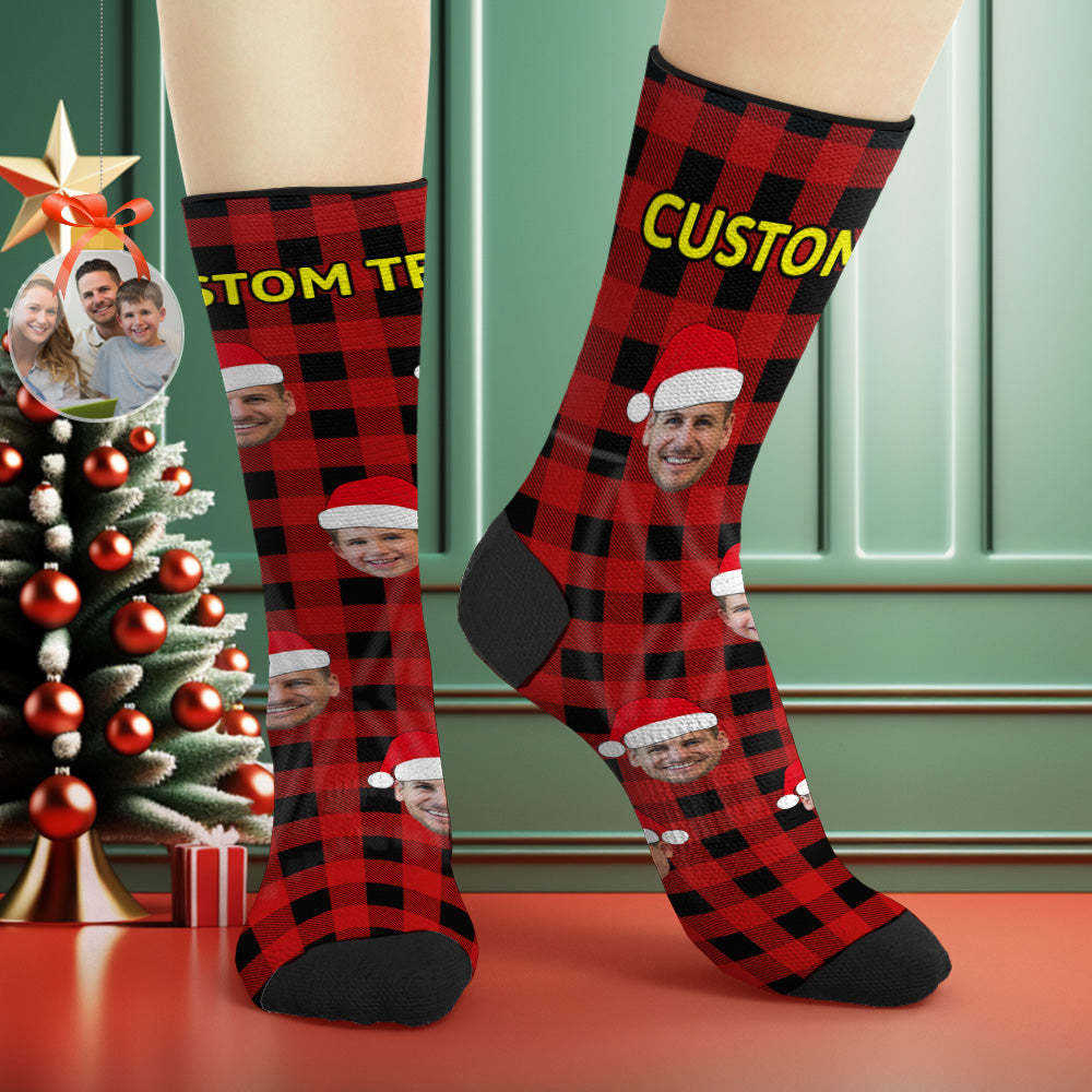 Chaussettes Personnalisées À Carreaux Buffalo Cadeaux De Noël Personnalisés - mademinefr