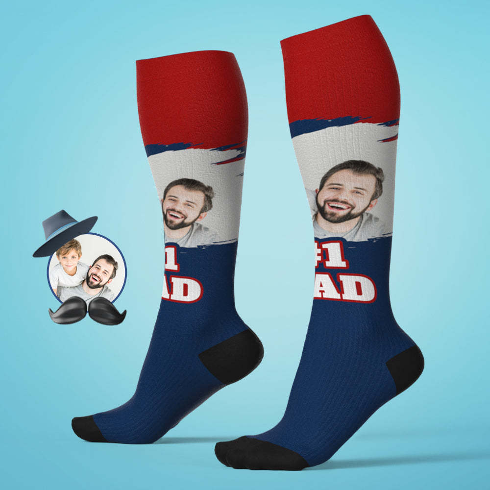 Chaussettes Hautes Personnalisées #1 Dad, Compression Personnalisée, Tournoi De La Fête Des Pères, Équipe Sportive, Baseball, Softball, Football - mademinefr