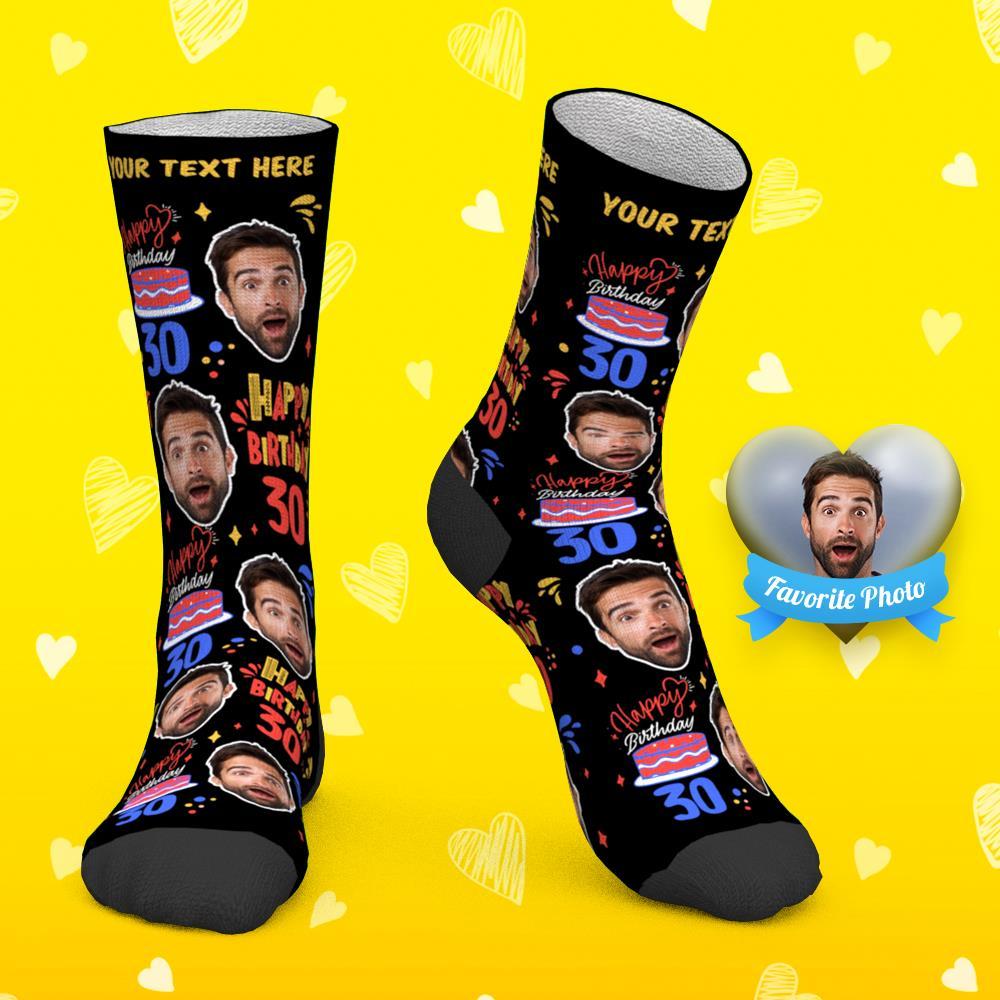 Chaussettes Visage Personnalisées Chaussettes Photo Personnalisées Chaussettes Joyeux Anniversaire - mademinefr