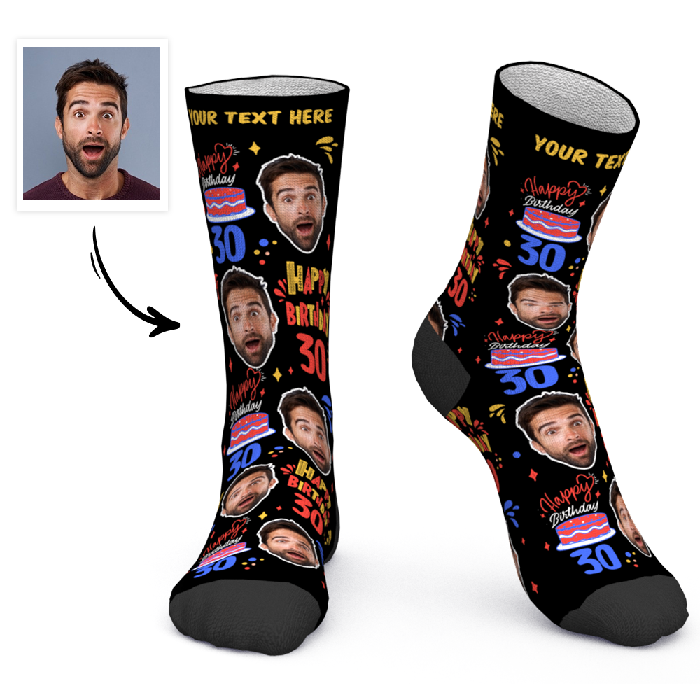 Chaussettes Visage Personnalisées Chaussettes Photo Personnalisées Chaussettes Joyeux Anniversaire - mademinefr