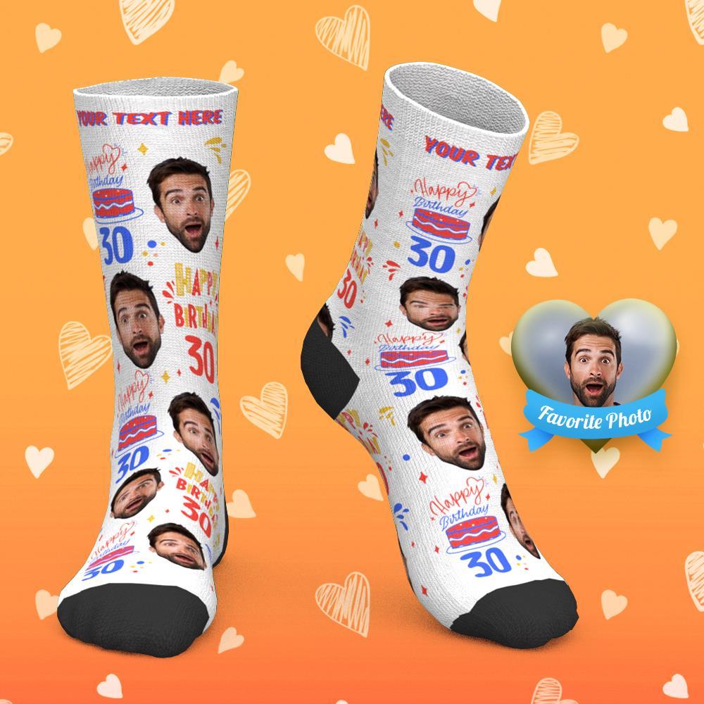 Chaussettes Visage Personnalisées Chaussettes Photo Personnalisées Chaussettes Joyeux Anniversaire - mademinefr
