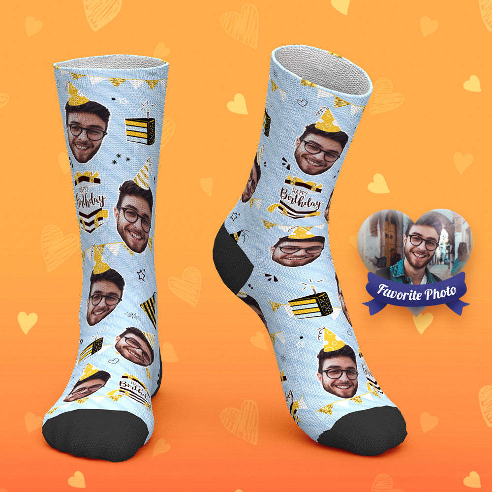 Chaussettes Visage Personnalisées Chaussettes Photo Personnalisées Joyeux Anniversaire À Vous - mademinefr