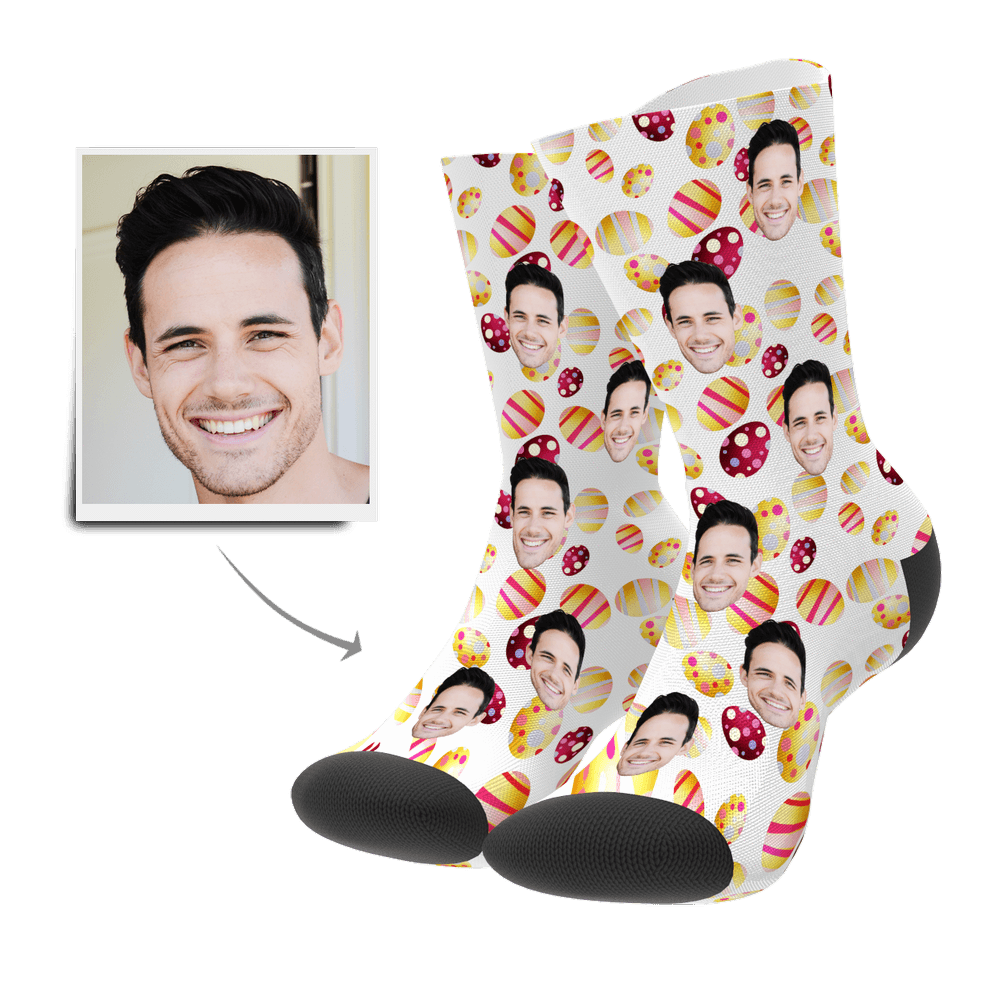 Couleur Oeuf De Pâques Personnaliser Le Visage Chaussettes - mademinefr