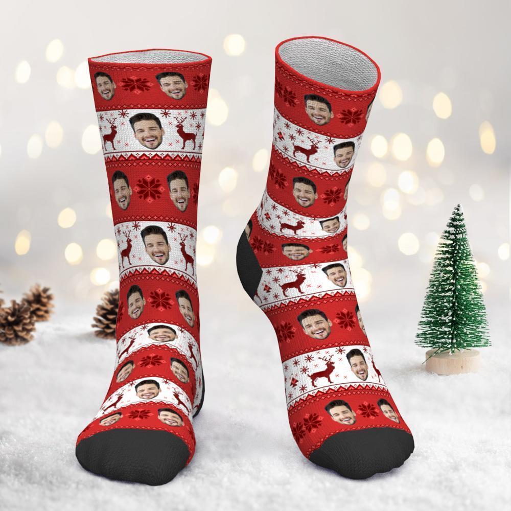 Chaussettes Photo Personnalisées Chaussettes De Noël Chaussettes De Noël Sur Motif Nordique - mademinefr