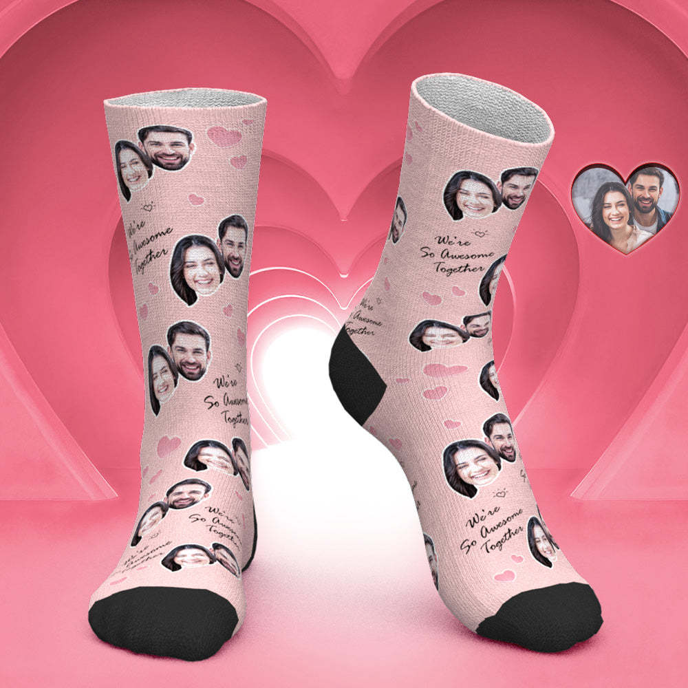 Chaussettes Visage Personnalisées Chaussettes Photo Personnalisées Cadeau De Saint Valentin - Nous Sommes Tellement Géniaux Ensemble - mademinefr