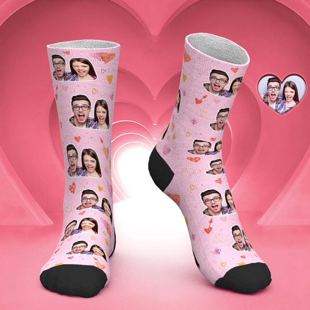Chaussettes Photo De Couple Personnalisées, Cadeau Romantique Pour La Saint-valentin - Amour Coloré - mademinefr