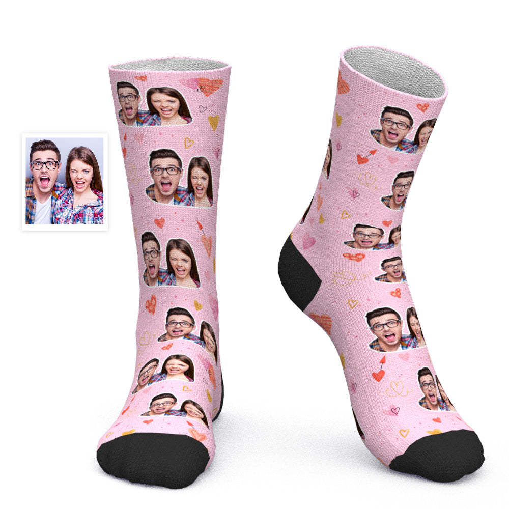 Chaussettes Photo De Couple Personnalisées, Cadeau Romantique Pour La Saint-valentin - Amour Coloré - mademinefr