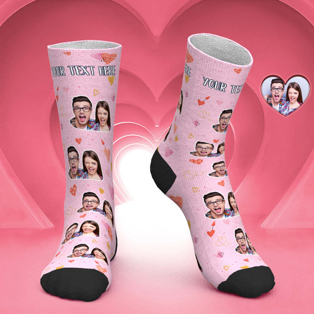 Chaussettes Photo De Couple Personnalisées, Cadeau Romantique Pour La Saint-valentin - Amour Coloré - mademinefr